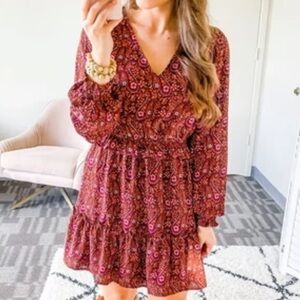 HOUSE of Harlow 1960 tiered floral mini dress